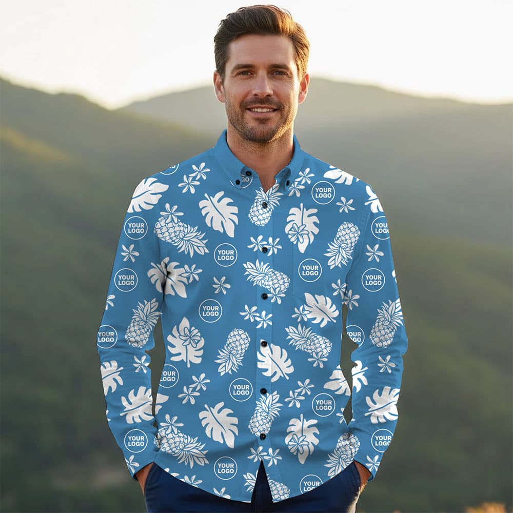 Ste™ Signature Pineapple Premium Hawaiian Long Sleeve Shirt 1